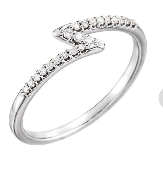 14K White 1/8 CTW Natural Diamond Stackable Ring