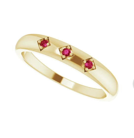 14K Yellow Natural Ruby Stackable Ring