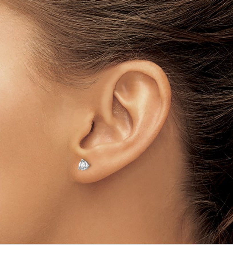 14k White Gold 1/3 carat total weight Round VS/SI DEF Lab Grown Diamond 3 Prong Stud Post Earrings