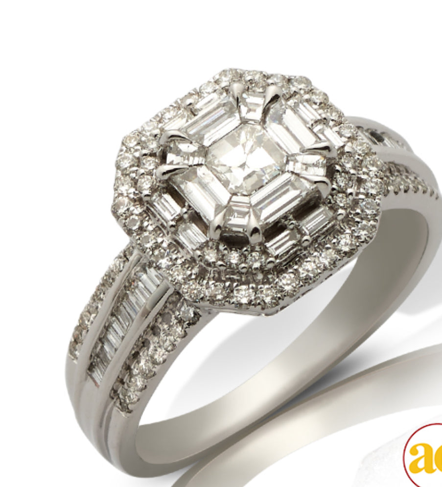 14KW 1.10CTW BAGUETTE DIAMOND BRIDAL RING - 8 SIDE Item #: PC2116W