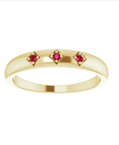 14K Yellow Natural Ruby Stackable Ring