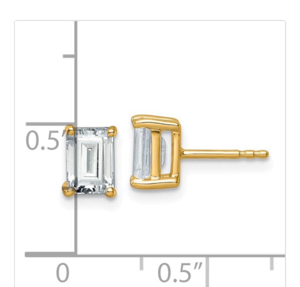 14k 2 carat total weight Emerald VS/SI GH Lab Grown Diamond Stud Post Earrings