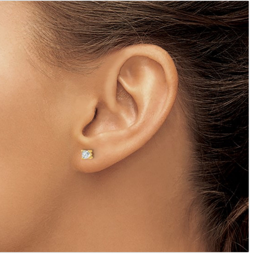 True Origin 14k 1/2 carat Cushion Lab Grown Diamond VS DEF 4 Prong Stud Earrings
