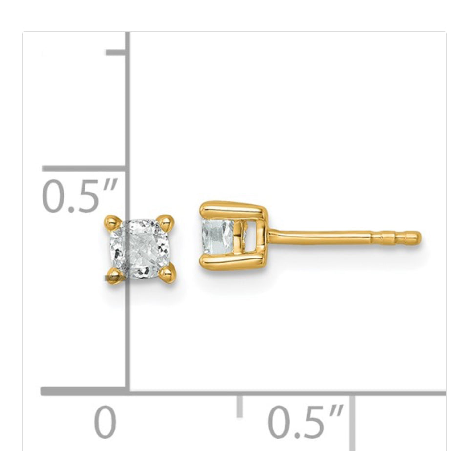 True Origin 14k 1/2 carat Cushion Lab Grown Diamond VS DEF 4 Prong Stud Earrings