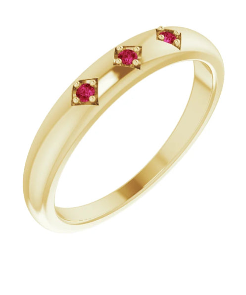 14K Yellow Natural Ruby Stackable Ring