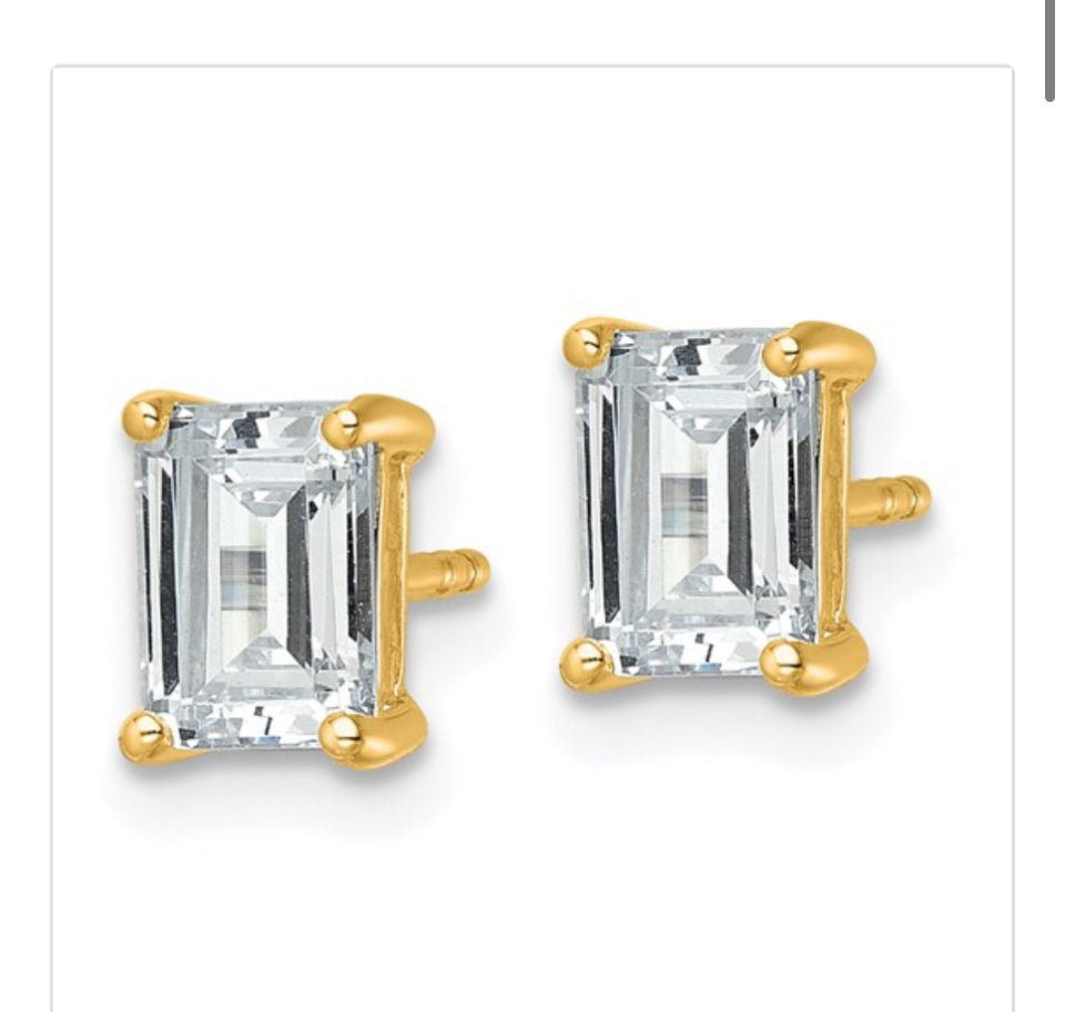 14k 2 carat total weight Emerald VS/SI GH Lab Grown Diamond Stud Post Earrings