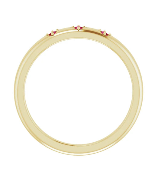 14K Yellow Natural Ruby Stackable Ring