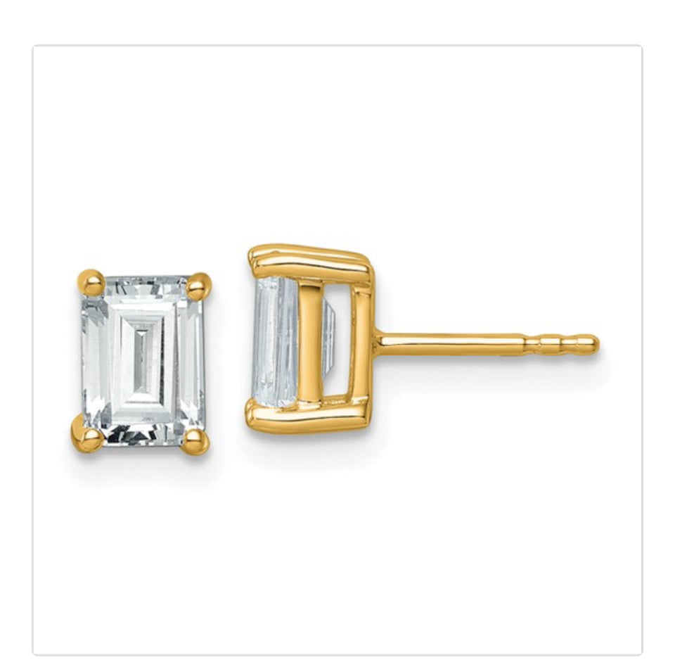 14k 2 carat total weight Emerald VS/SI GH Lab Grown Diamond Stud Post Earrings