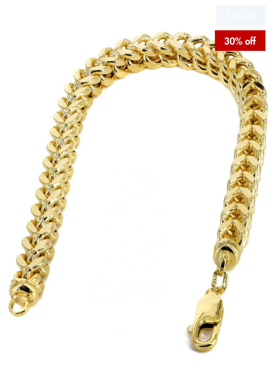 Semi Solid Mens Franco Bracelet 10K Yellow Gold