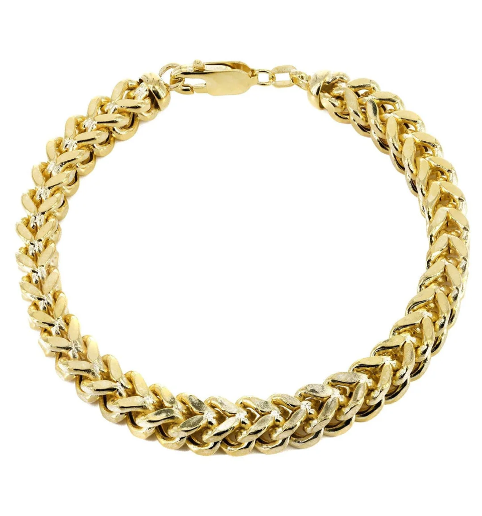 Semi Solid Mens Franco Bracelet 10K Yellow Gold