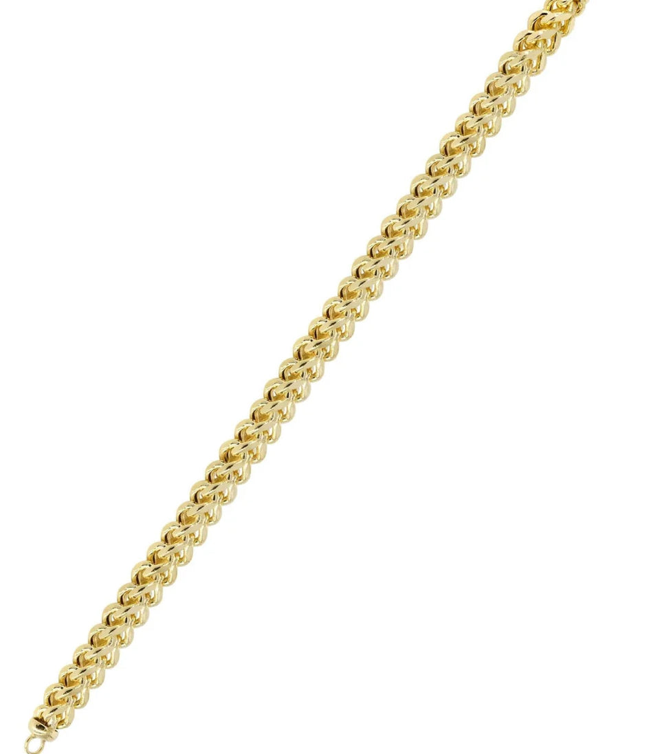 Semi Solid Mens Franco Bracelet 10K Yellow Gold