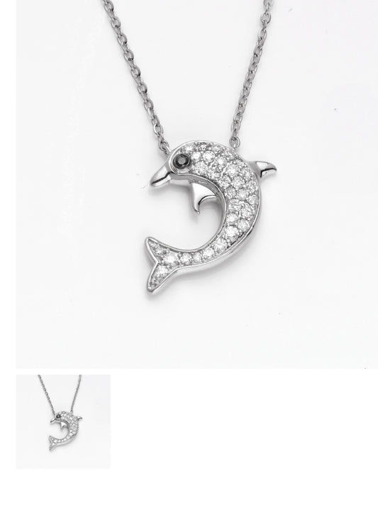 14KY 0.25CT DIAMOND DOLPHIN
NECKLACE 2.0 grams