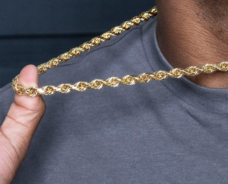 Semi Solid Rope Chain 10K Gold