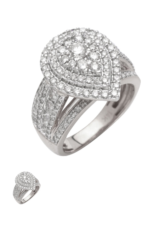 14KW 2.00CTW DIAMOND PEAR
CLUSTER RING