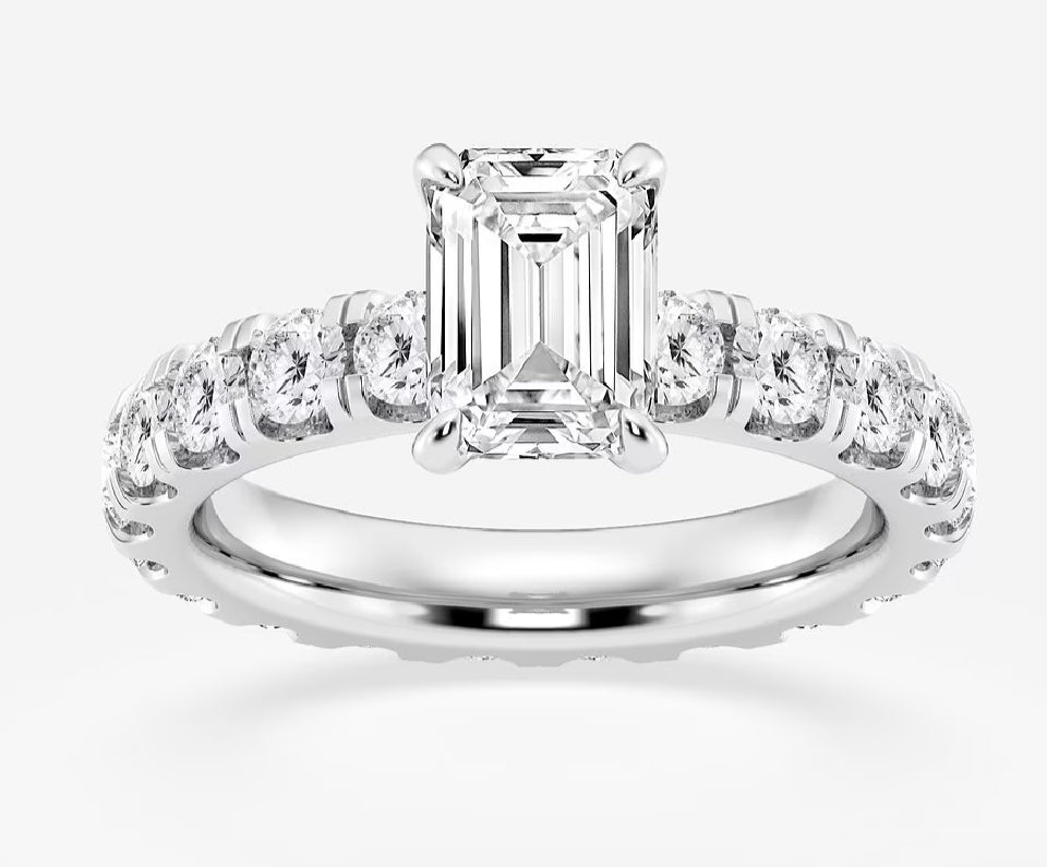 3 5/8 ctw Emerald Lab Grown Diamond Eternity Solitaire Engagement Ring
14K White Gold, FG, VS2+ | IGI Certified, 1 1/2 CT center. This item is custom made to order