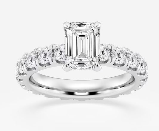 3 5/8 ctw Emerald Lab Grown Diamond Eternity Solitaire Engagement Ring
14K White Gold, FG, VS2+ | IGI Certified, 1 1/2 CT center. This item is custom made to order