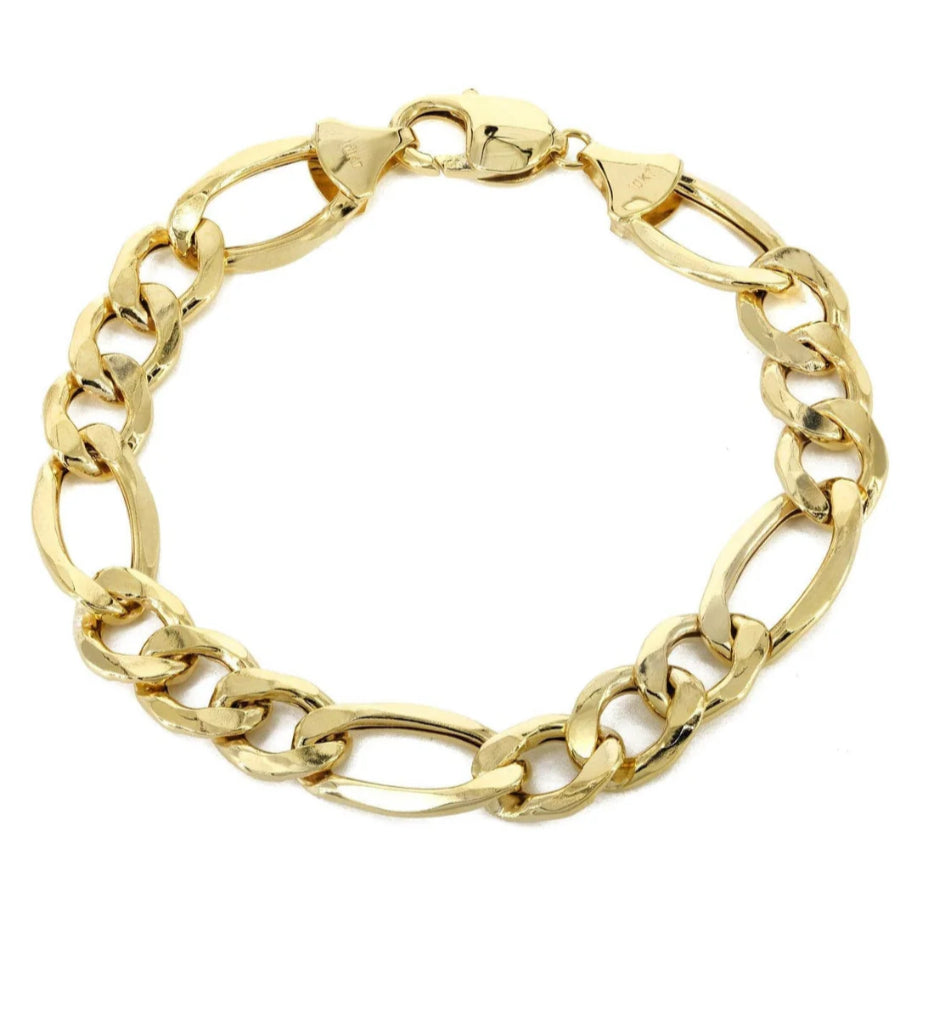 Gold Bracelet Solid Figaro 10K