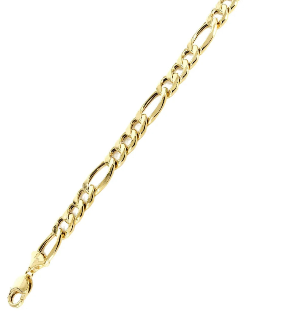 Gold Bracelet Solid Figaro 10K