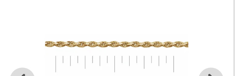 10K Yellow 1 mm Diamond-Cut Rope Chain by the Inch 20”