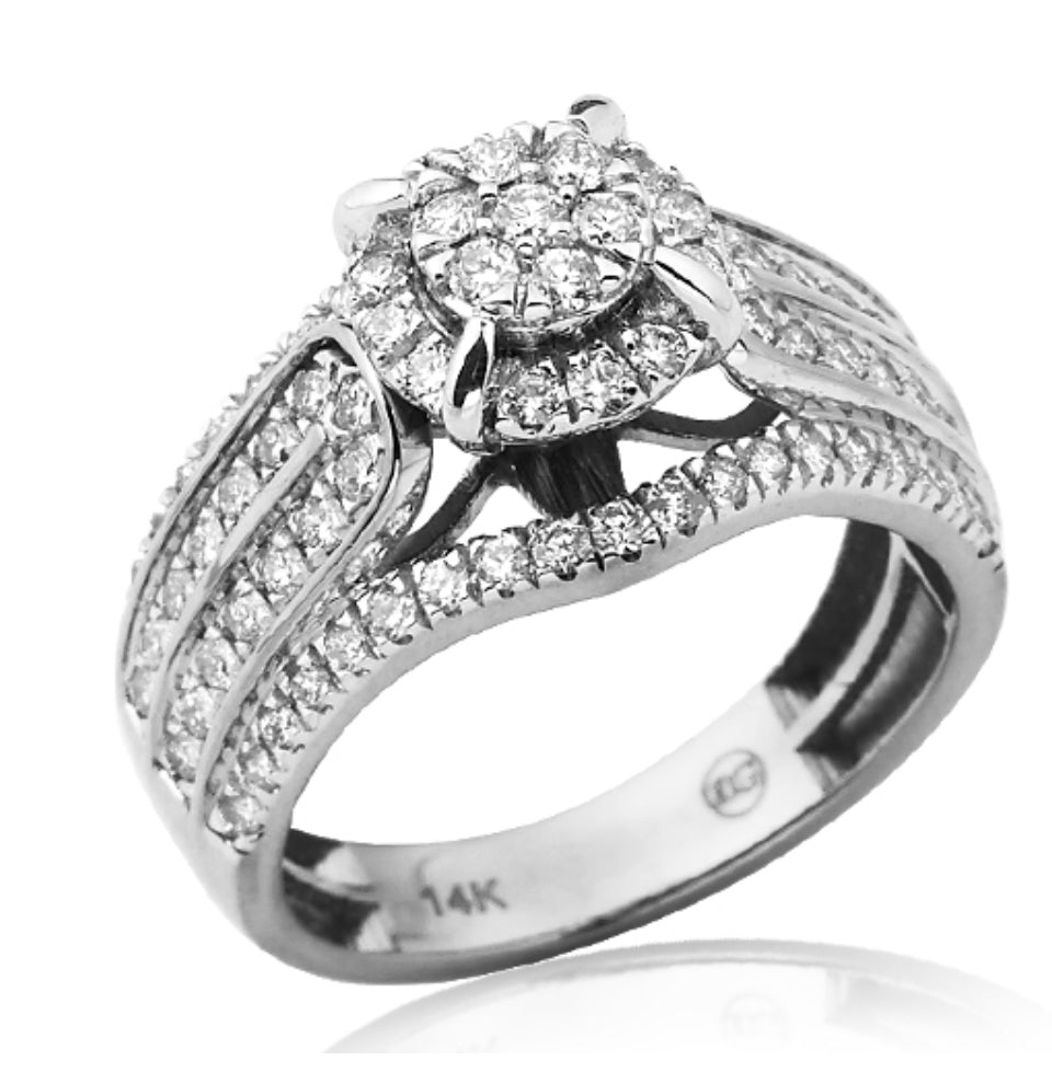 14KW 1.00CTW FLEUR DIAMOND BRIDAL RING WITH PRONG