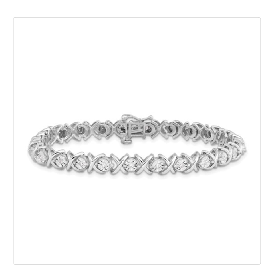 Sterling Silver Rhodium-plated
Diam. X Bracelet