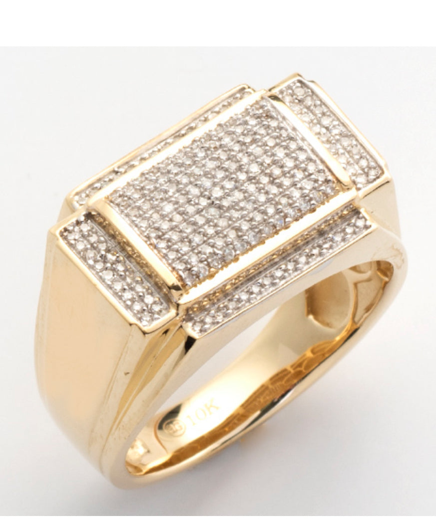 10KY 0.35CTW MICROPAVE DIAMOND MENS RING