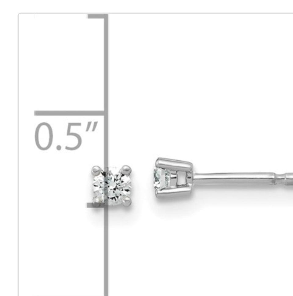 14k White Gold 1/10 carat total weight Round VS/SI GH Lab Grown Diamond 4 Prong Stud Post Earrings