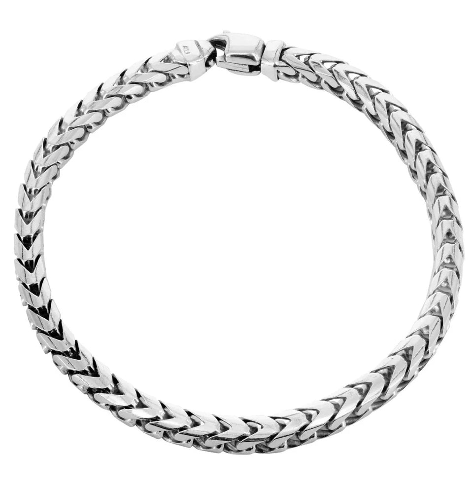 Solid Mens Franco Bracelet 10K White Gold