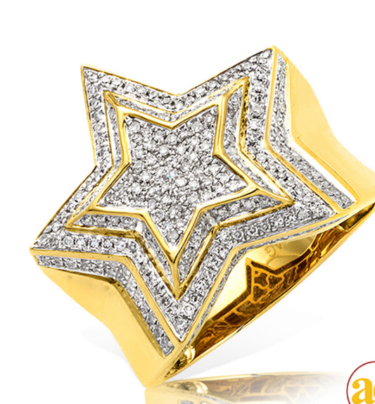 10KY 1.00CTW DIAMOND
MICROPAVE 3-D MENS STAR
RING