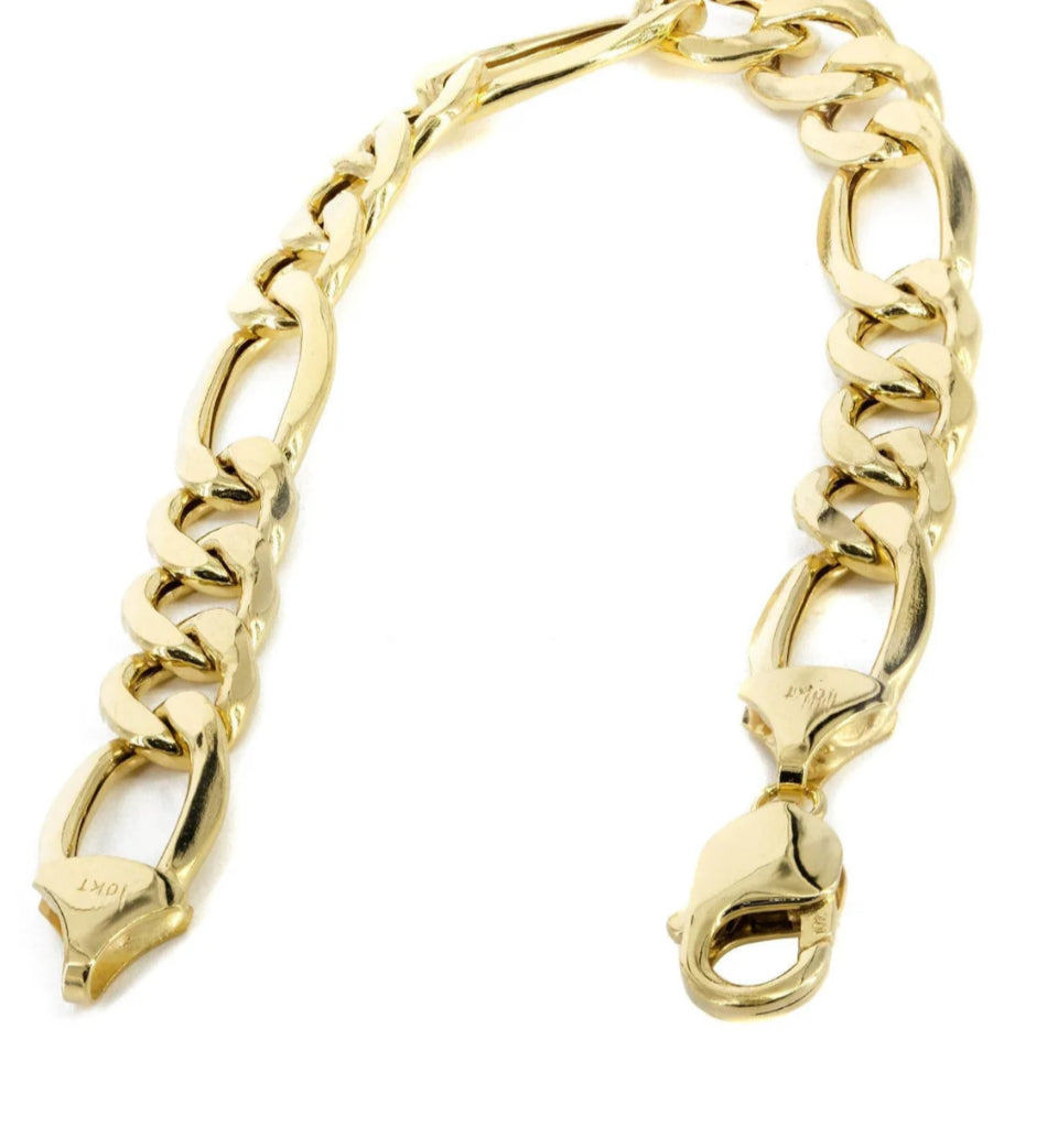 Gold Bracelet Solid Figaro 10K