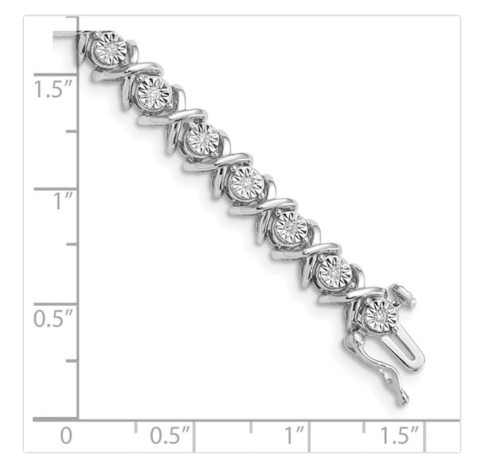 Sterling Silver Rhodium-plated
Diam. X Bracelet