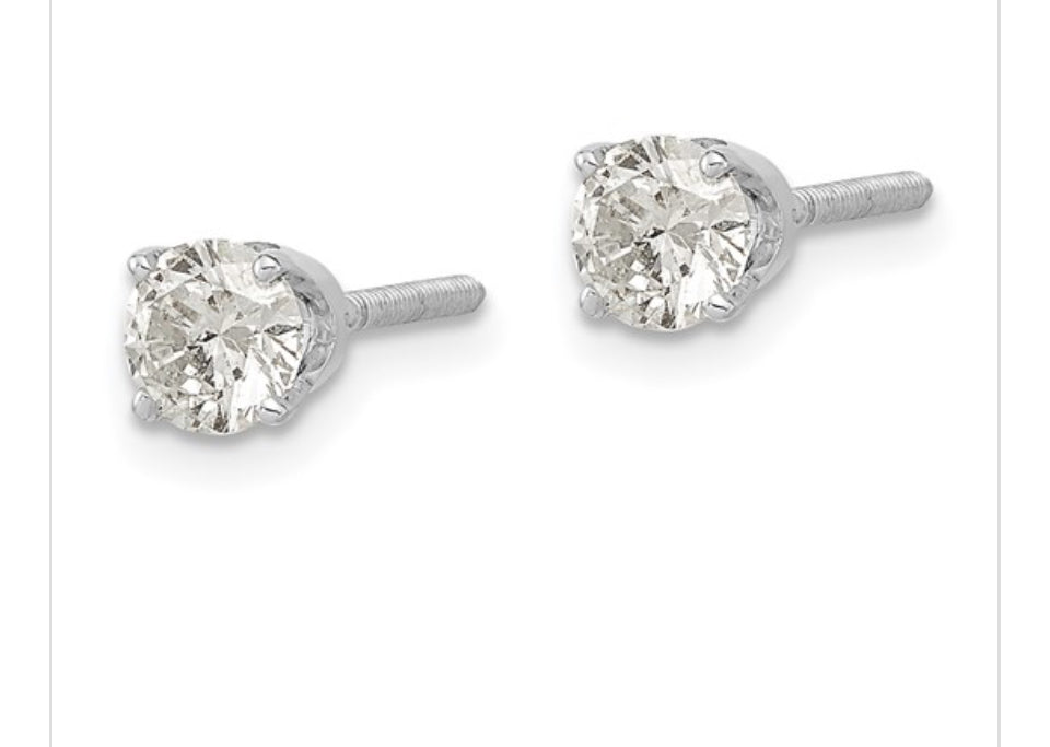 Single Diamond Stud Earrings 1/3