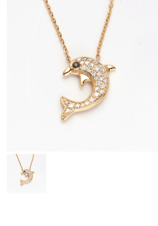 14KY 0.25CT DIAMOND DOLPHIN
NECKLACE