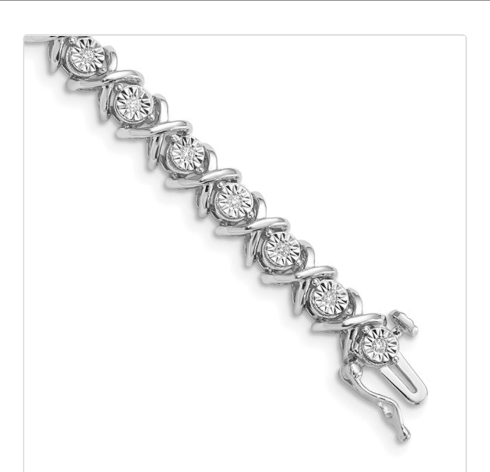 Sterling Silver Rhodium-plated
Diam. X Bracelet