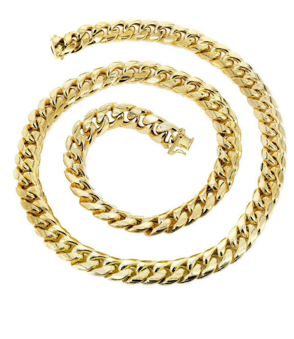 Gold Chain - Mens Semi Solid Miami Cuban Link Chain 10K