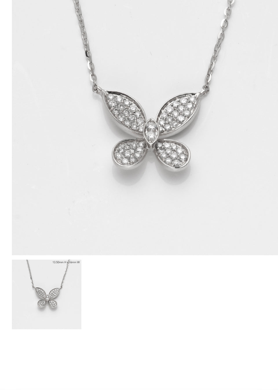 14KW 0.35CTW DIAMOND BUTTERFLY NECKLACE 2.4 grams