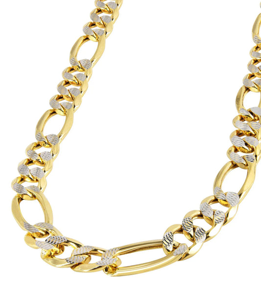 Gold Chain - Mens Diamond Cut Semi Solid Figaro Chain 10K Gold