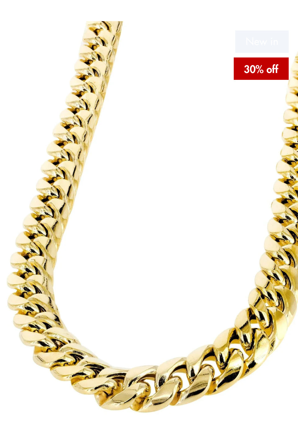 Gold Chain - Mens Semi Solid Miami Cuban Link Chain 10K