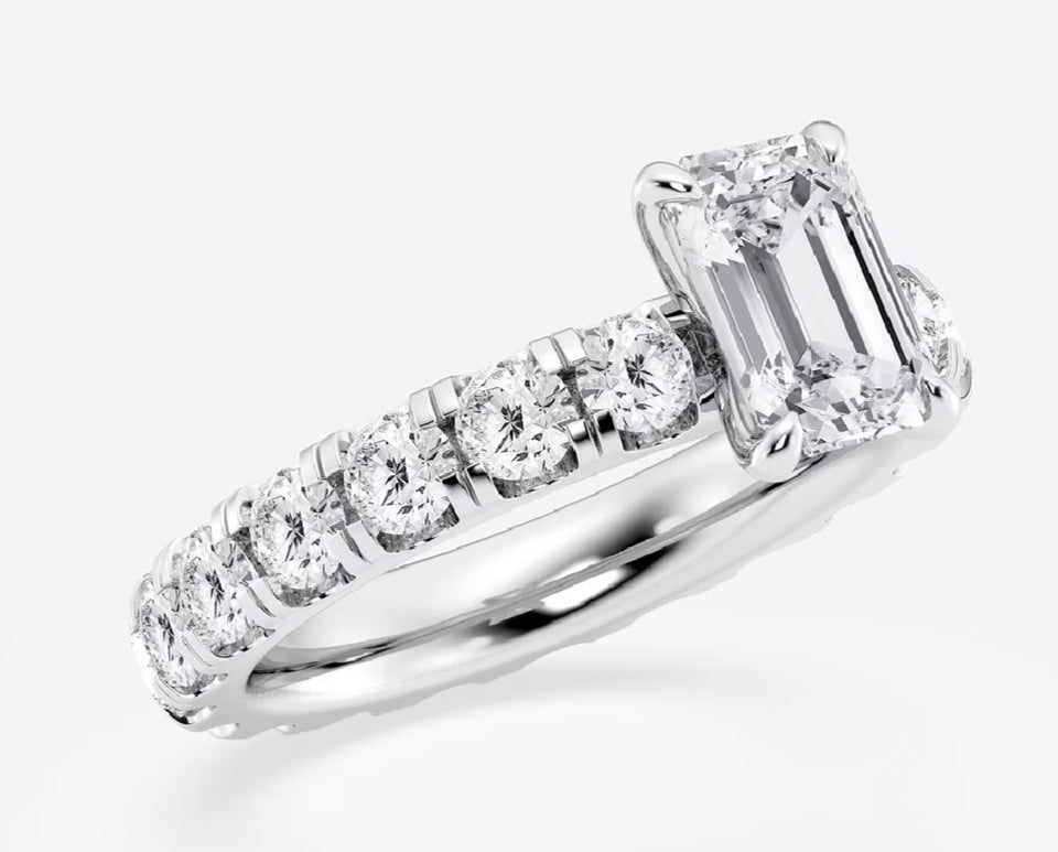 3 5/8 ctw Emerald Lab Grown Diamond Eternity Solitaire Engagement Ring
14K White Gold, FG, VS2+ | IGI Certified, 1 1/2 CT center. This item is custom made to order