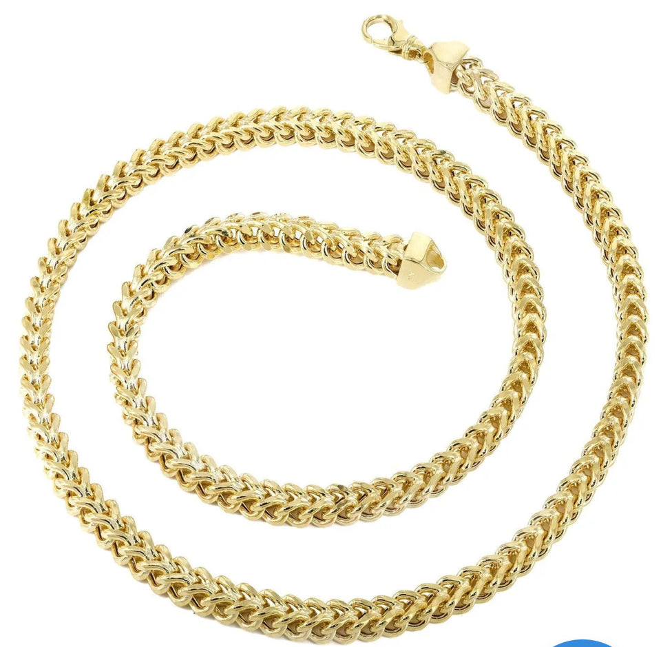 Gold Chain - Mens 10K Yellow Semi Solid Franco Chain