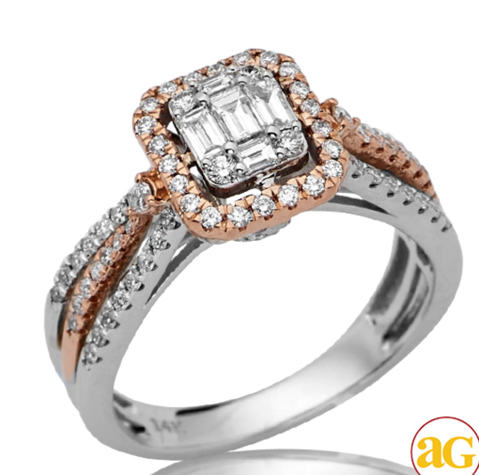 14KW+R 0.85CTW BAGUETTE DIAMOND BRIDAL RING - SING Item #:	PC2019WR