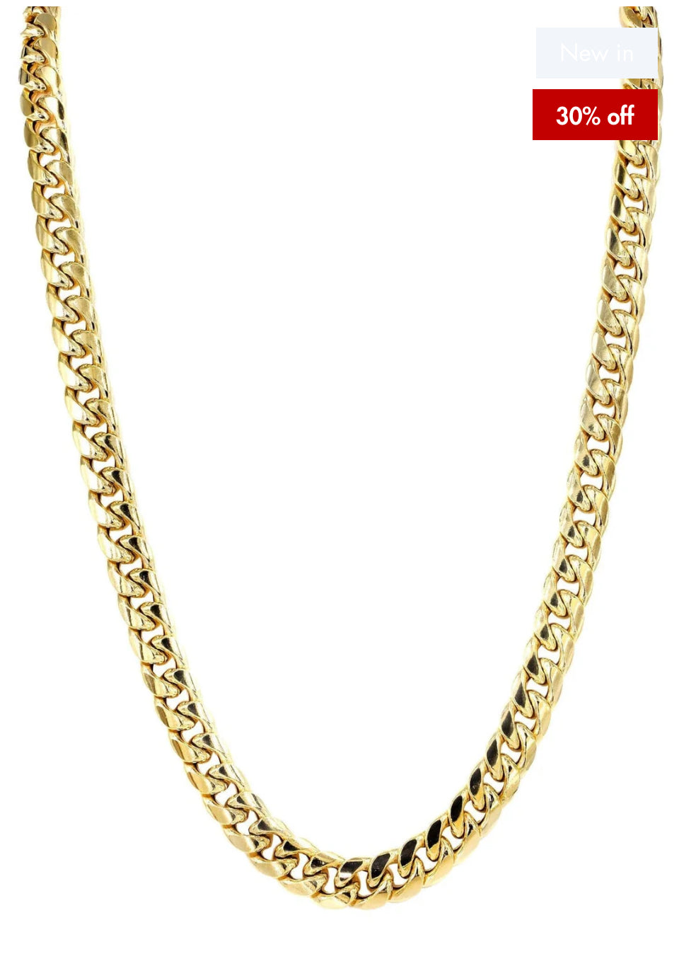 Gold Chain - Mens Semi Solid Miami Cuban Link Chain 10K