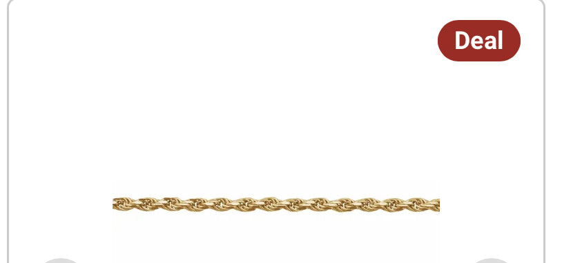 10K Yellow 1 mm Diamond-Cut Rope Chain by the Inch 20”