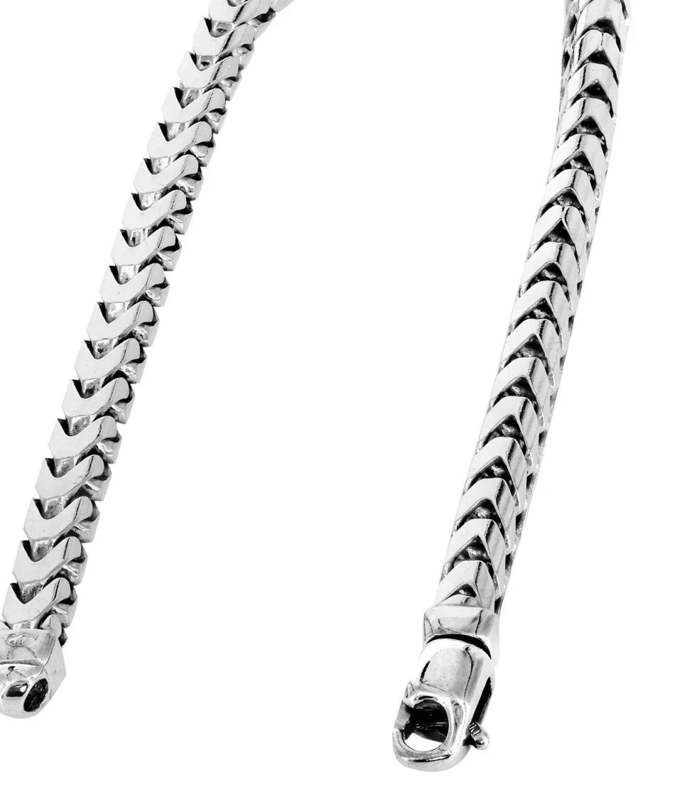 Solid Mens Franco Bracelet 10K White Gold