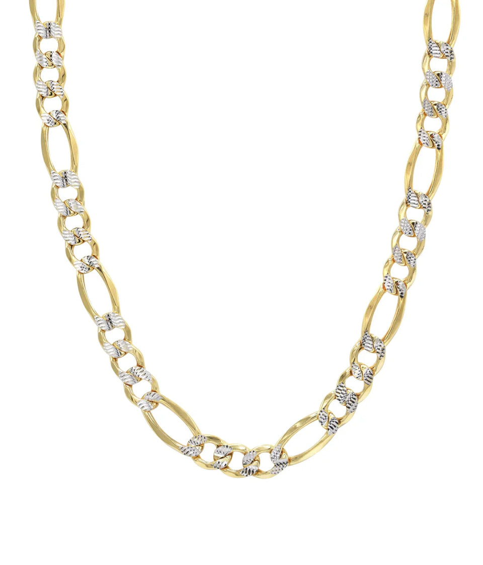 Gold Chain - Mens Diamond Cut Semi Solid Figaro Chain 10K Gold