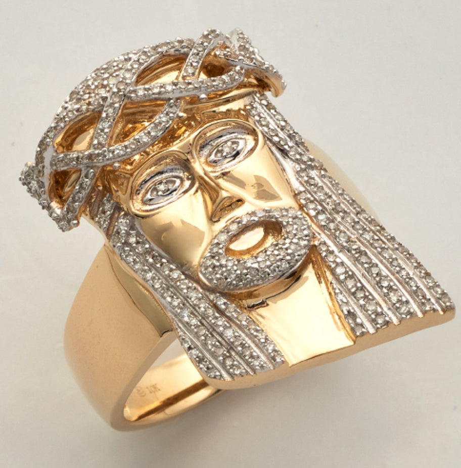 10KY 0.75CTW DIAMOND JESUS
HEAD MENS